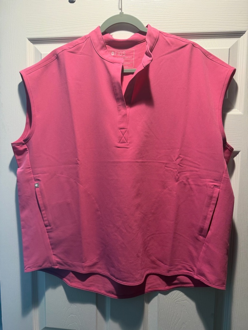 Figs Women's Sleeveless Scrub Top and Drawstring Pants in F*ing Pink